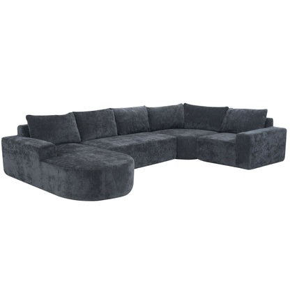 Oversized Modular Sofa Cloud Sectional Sofa Set Upholstered Couches U - Shaped Sofa With Deep Seat For Living Room - Gray
