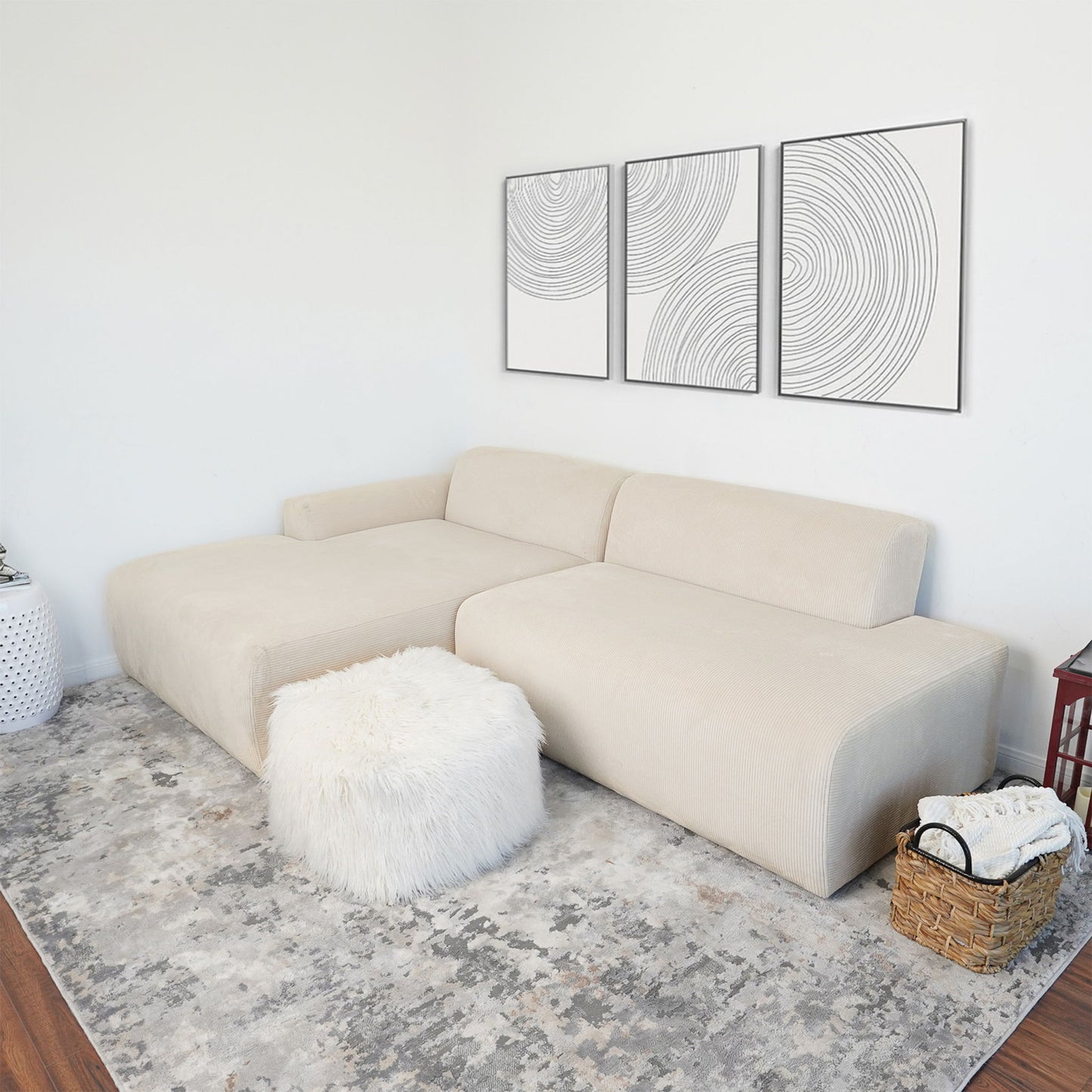 Mar - Sectional Sofa Left Facing - Cream