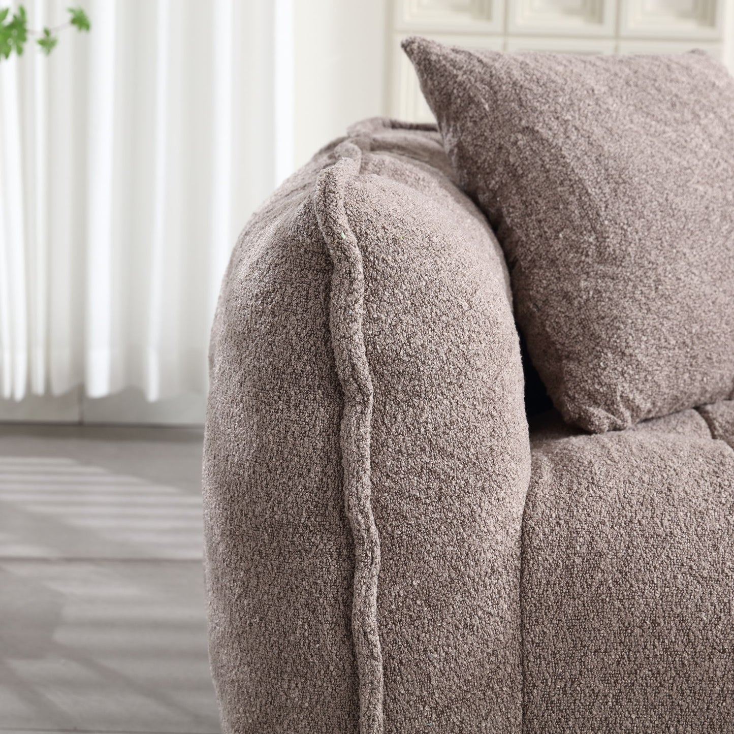 Soft Beanbag Chair With High Resilience Foam Core For Two People - Brown