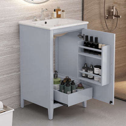 Modern 20.3" Bathroom Vanity With Sink And Functional Storage - Gray