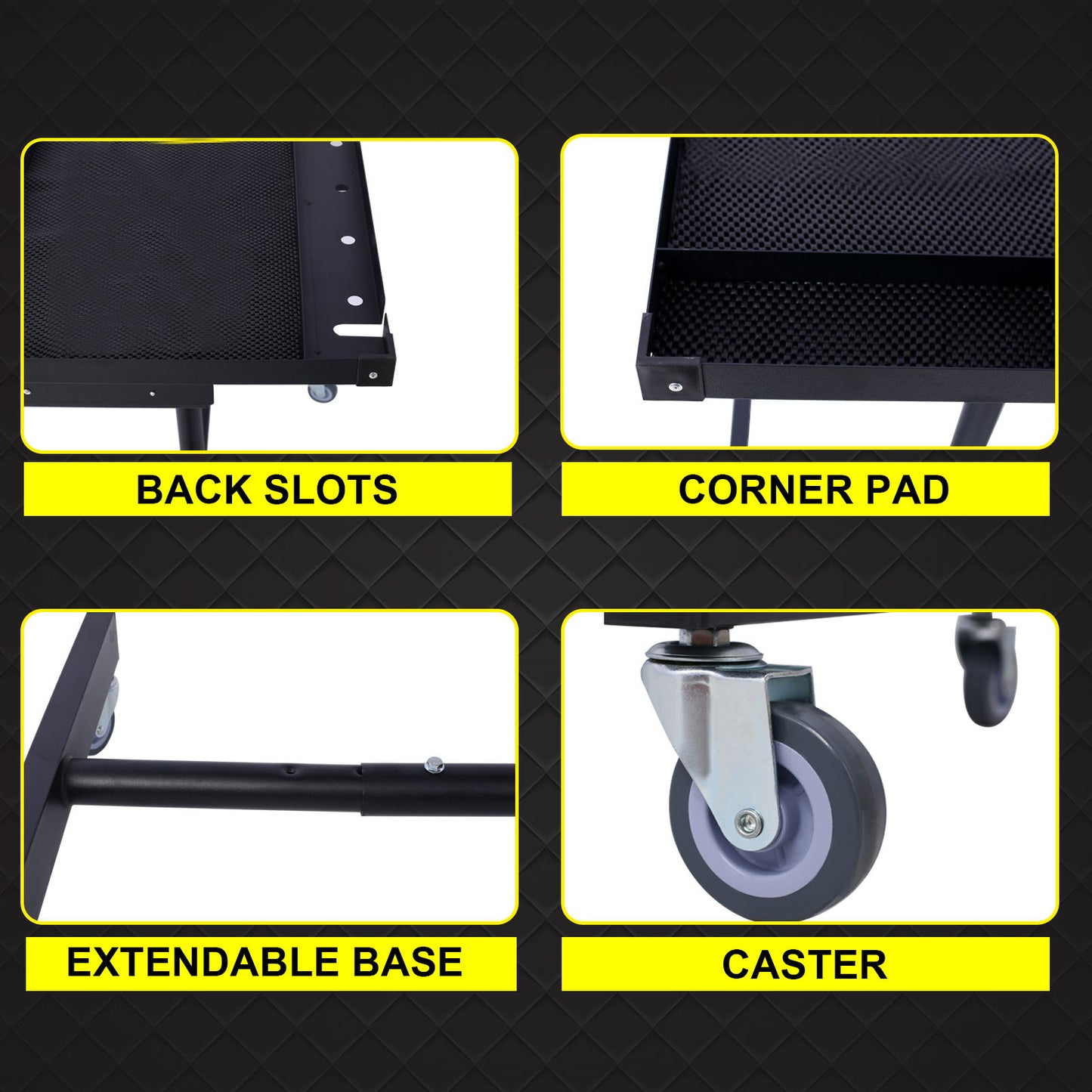 Adjustable Tear Down Work Table With Drawer For Garages, Repair Shops, And Diy, Portable, (4) 2.5" Swivel Casters, 220 Pound Capacity, Rubber Corners, Heavy Duty Steel - Black