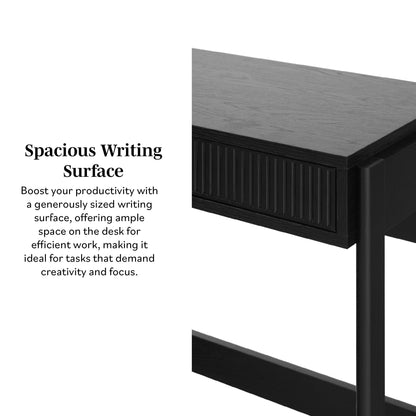 Transitional Reeded Writing Desk With Drawer - Black