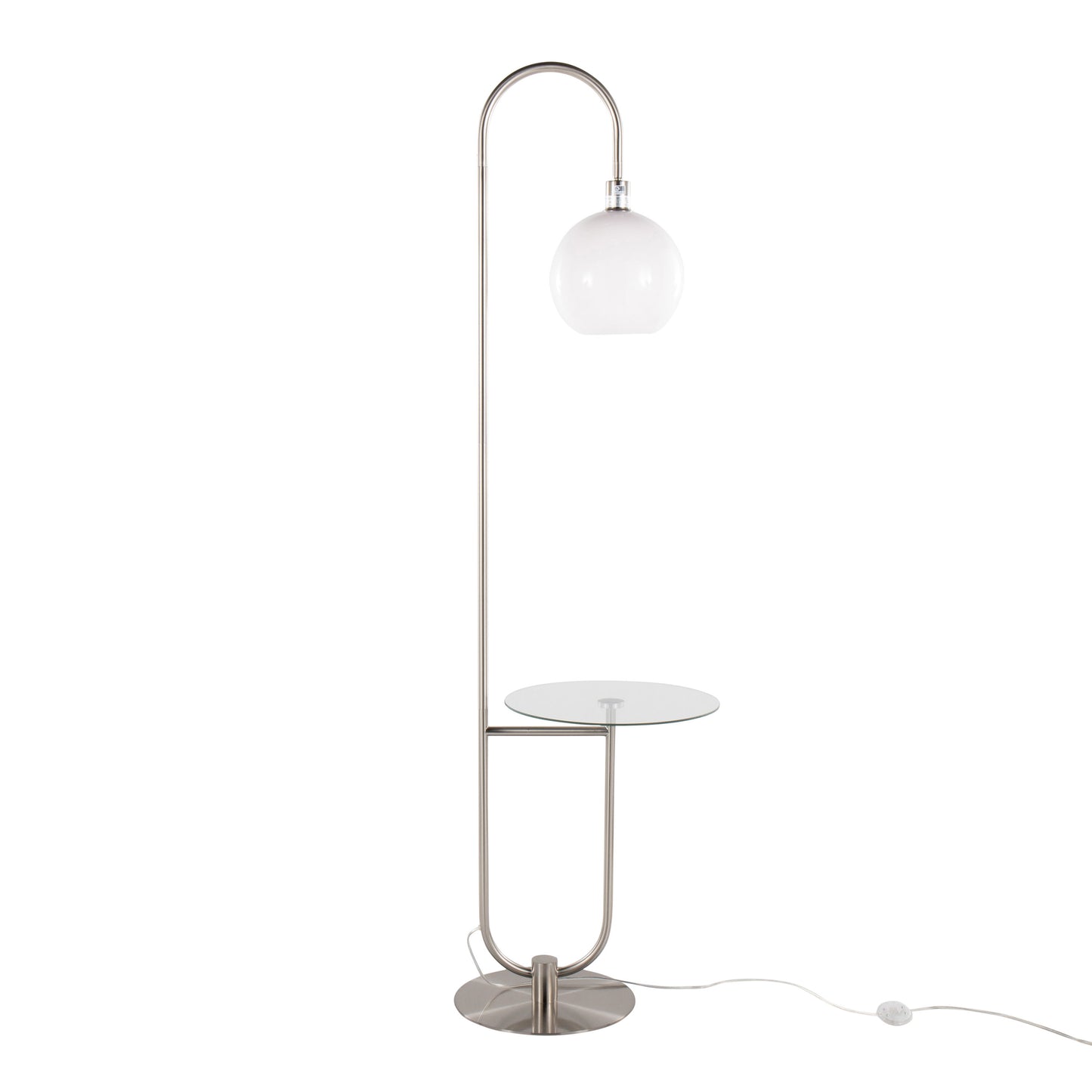Trombone - Contemporary / Glam Floor Lamp - Nickel / Clear