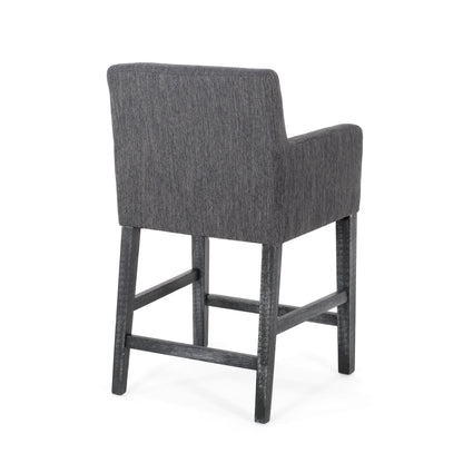 Serenitia - Upholstered Counter Chair With Straight Arm - Charcoal