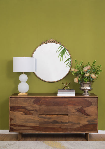 Round Wall Mounted Mirror With Metal Frame For Bathroom Living Room - Gold