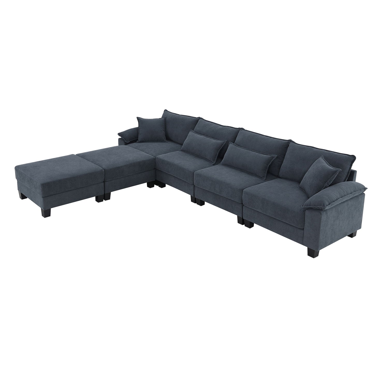 Wide Seat Modular Sectional Bed Sleeper Couch Set With Armrest Pillow 6 Seat, Free Combination Sofa With Ottomans Oversized - Gray