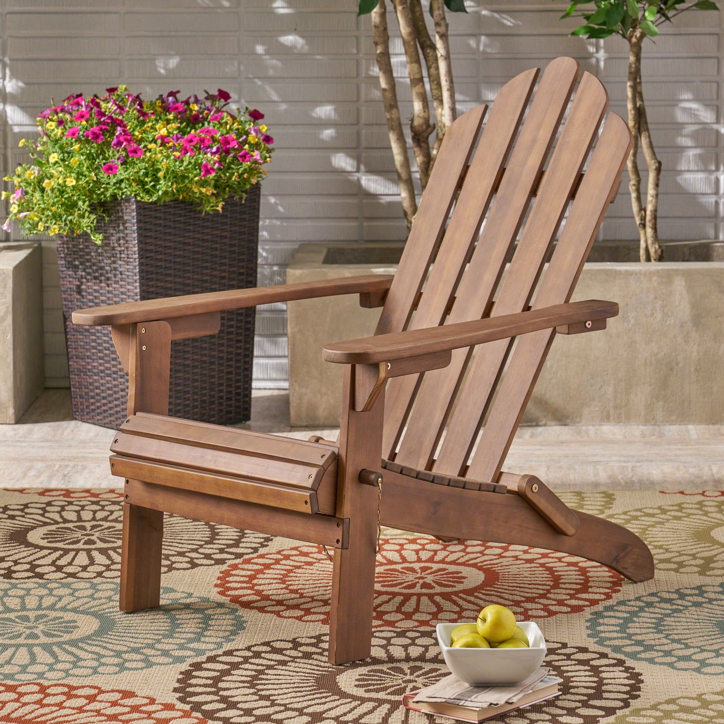 Aurascape - Outdoor Acacia Wood Foldable Adirondack Chair - Dark Brown