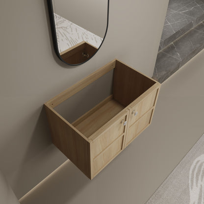 Modern 30" Wall Mounted Bathroom Vanity With Soft Closing Doors, Excluding Sink - Oak