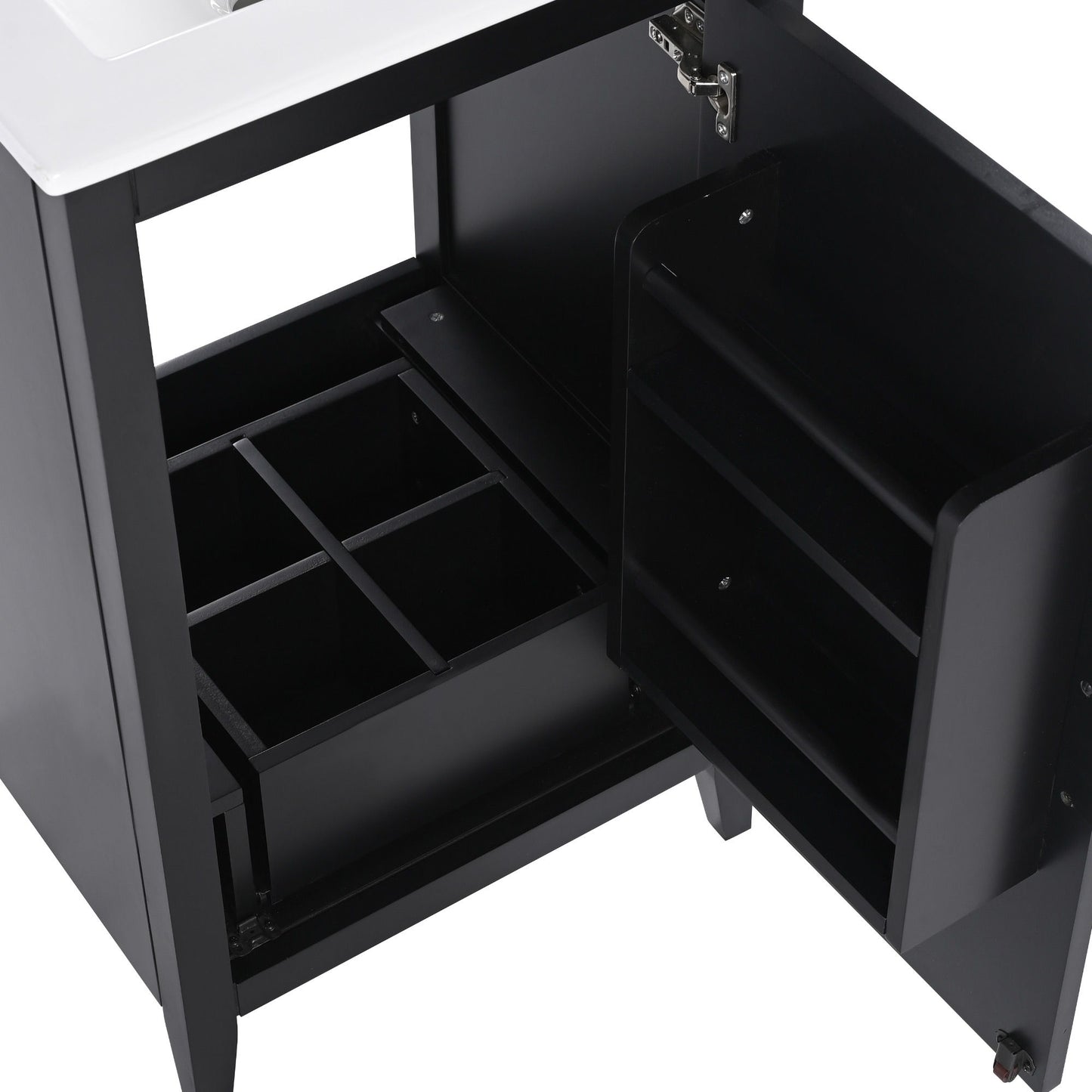 Modern Freestanding 20.3" Bathroom Vanity With Sink, Functional Drawer, Soft Closing Door - Black