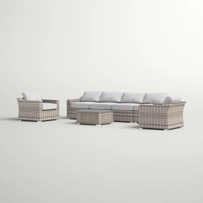 6 Person All Weather Sectional Seating Group With Cushions - Gray Mix