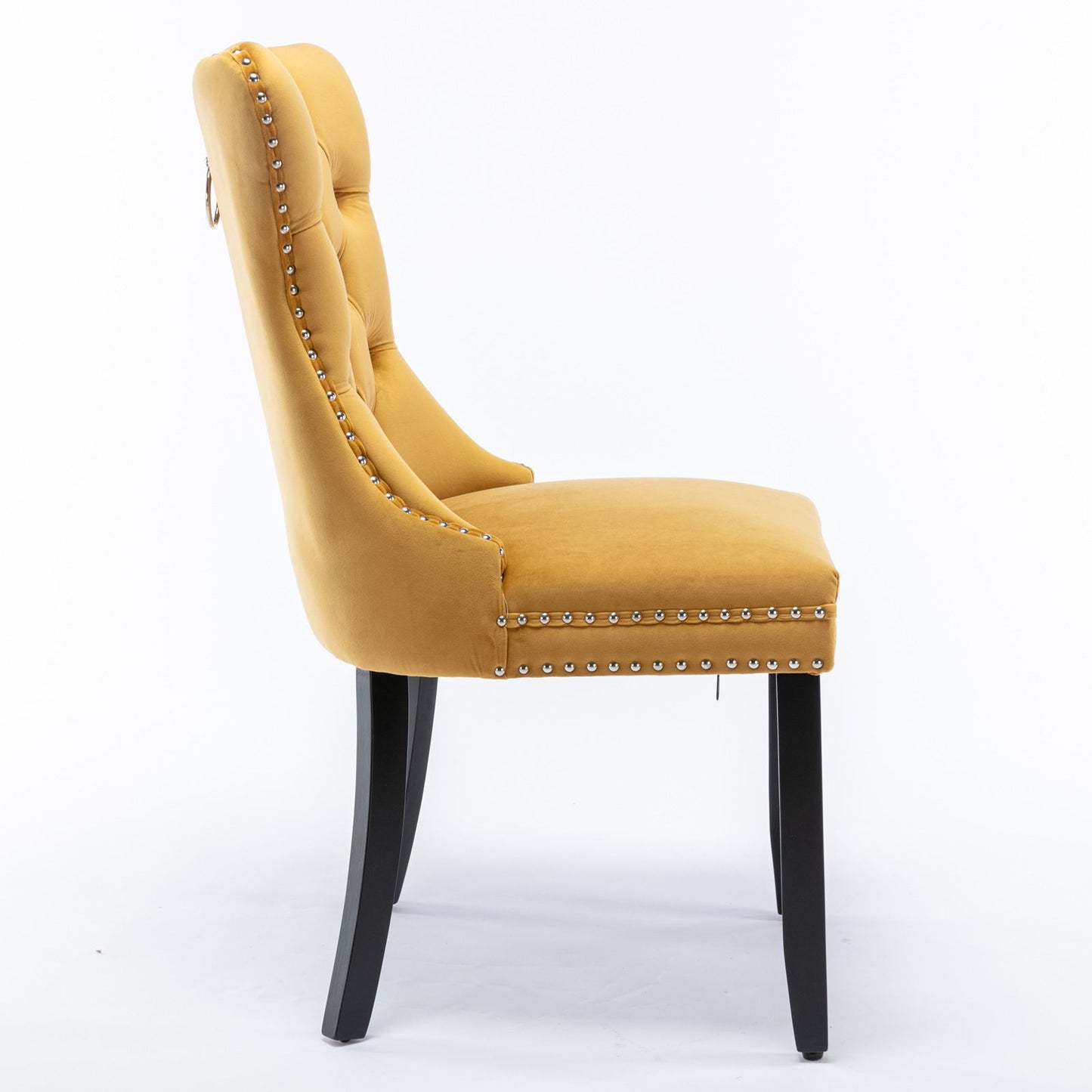 Nikki - Modern, High-End Tufted Solid Wood Contemporary Velvet Upholstered Dining Chair With Wood Legs Nailhead Trim (Set of 2) - Gold