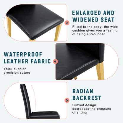(Set of 4) Backrest Chairs With Gold Metal Legs A Perfect Pairing, Ideal For Minimalist And Modern Home Decor Styles - Black / Gold