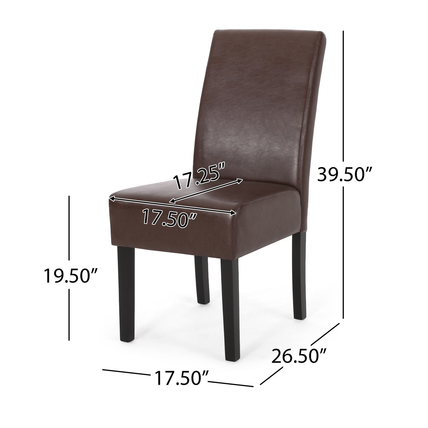 Contemporary Dining Chair (Set of 2) With Upholstery And Rubberwood Legs - Dark Brown