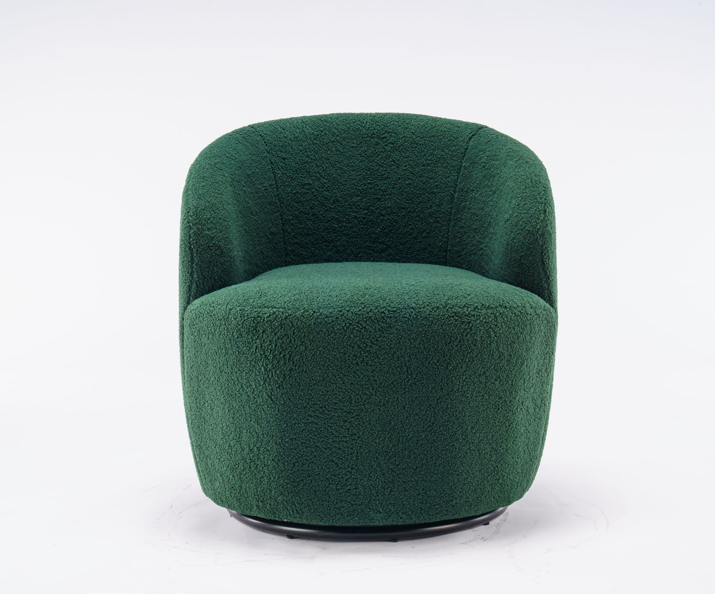 Teddy Fabric Swivel Accent Armchair Barrel Chair With Black Powder Coating Metal Ring - Dark Green
