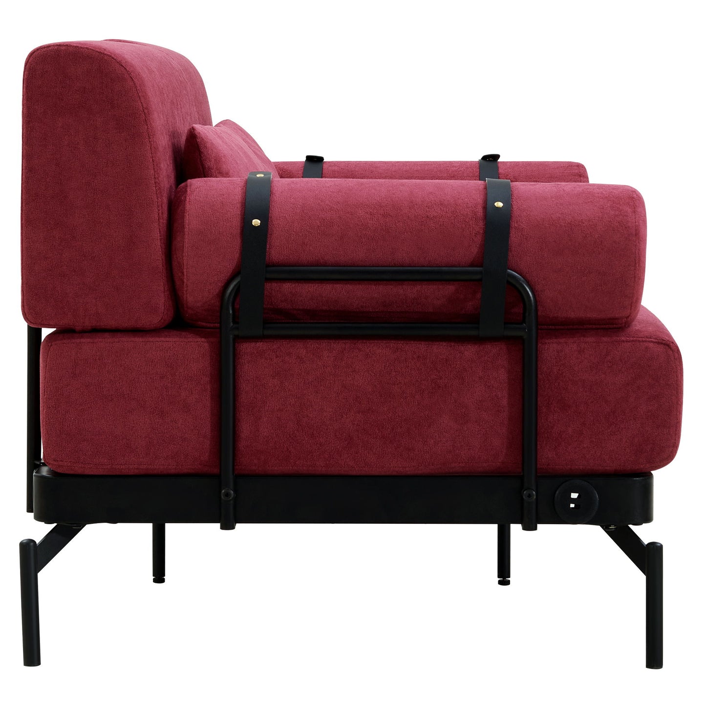 Modern Loveseat Sofa 59" Sofa Couch 2 Seater With USB Ports, Unique Cylindrical Armrests - Red