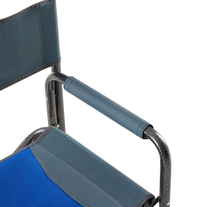 Padded Folding Outdoor Chair With Storage Pockets, Lightweight Oversized Directors Chair For Indoor, Outdoor Camping, Picnics And Fishing - Blue / Gray
