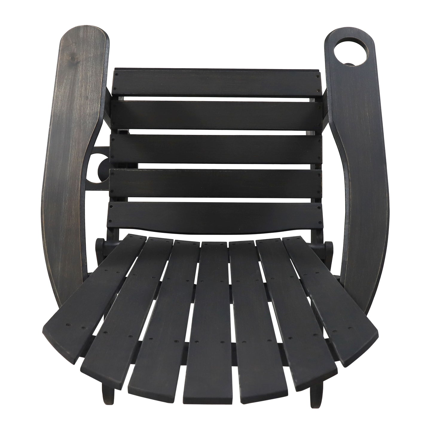 Zenithia - Outdoor Foldable Adirondack Chair With 2 Cup Holders - Dark Gray