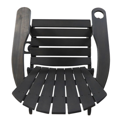 Zenithia - Outdoor Foldable Adirondack Chair With 2 Cup Holders - Dark Gray