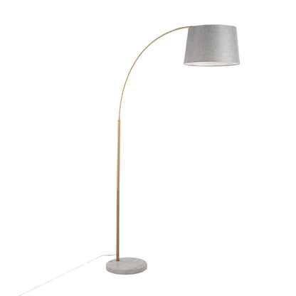 March - Contemporary Floor Lamp - Antique Brass / Gray