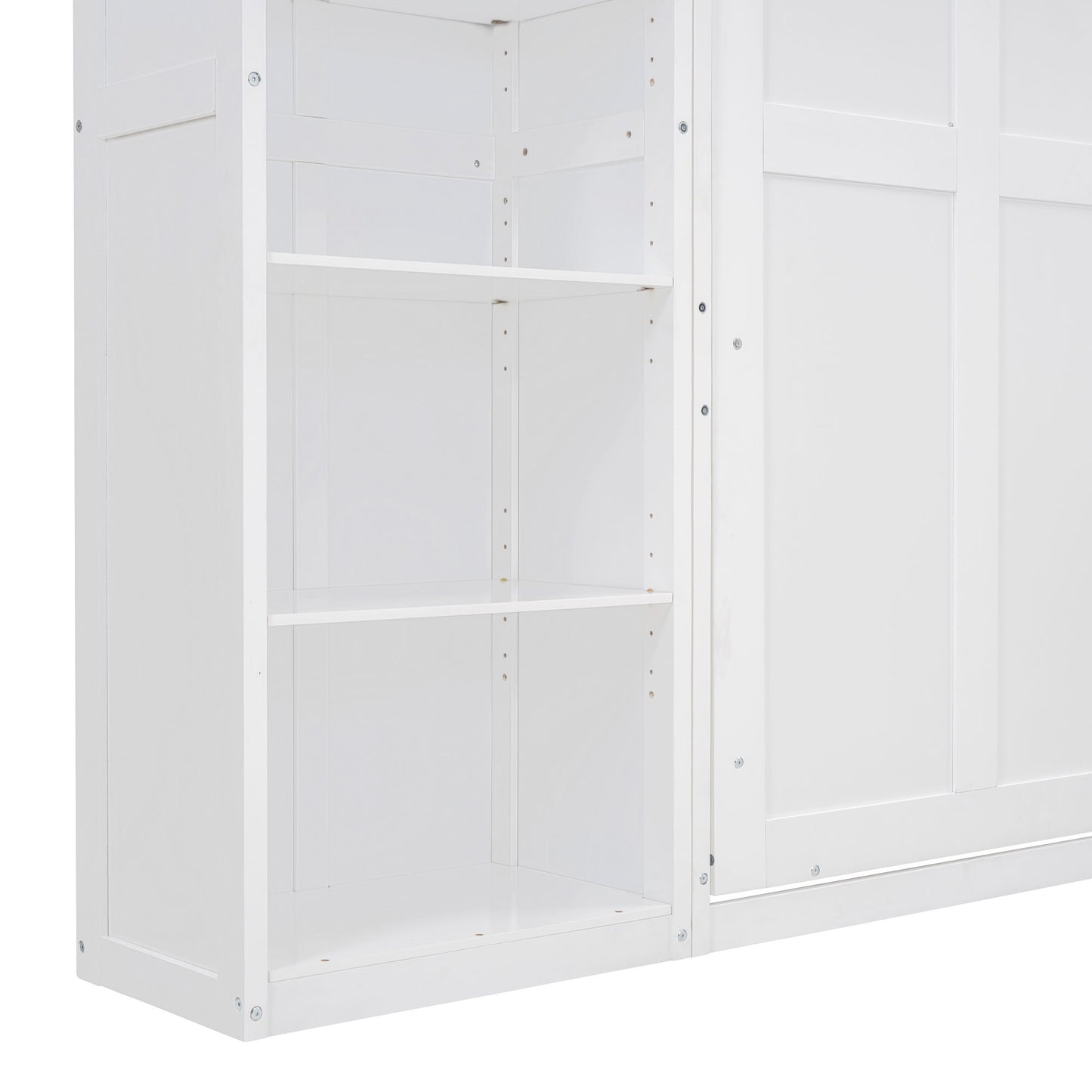 Full Size Murphy Wall Bed With Shelves - White