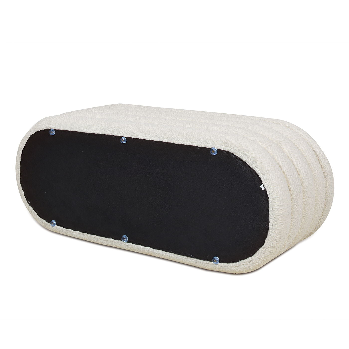 Fuji - Upholstered Oval Storage Bench - Ivory White