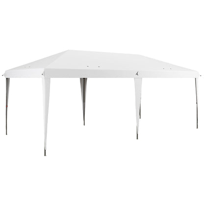 Outsunny - 10' x 19.2' Pop Up Canopy Tent, Heavy Duty Tent For Parties, Outdoor Instant Gazebo Sun Shade Shelter With Carry Bag For Catering, Events, Wedding, Backyard Bbq - White
