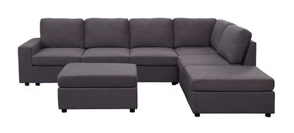 Cassia - Modular Sectional Sofa With Ottoman - Dark Gray