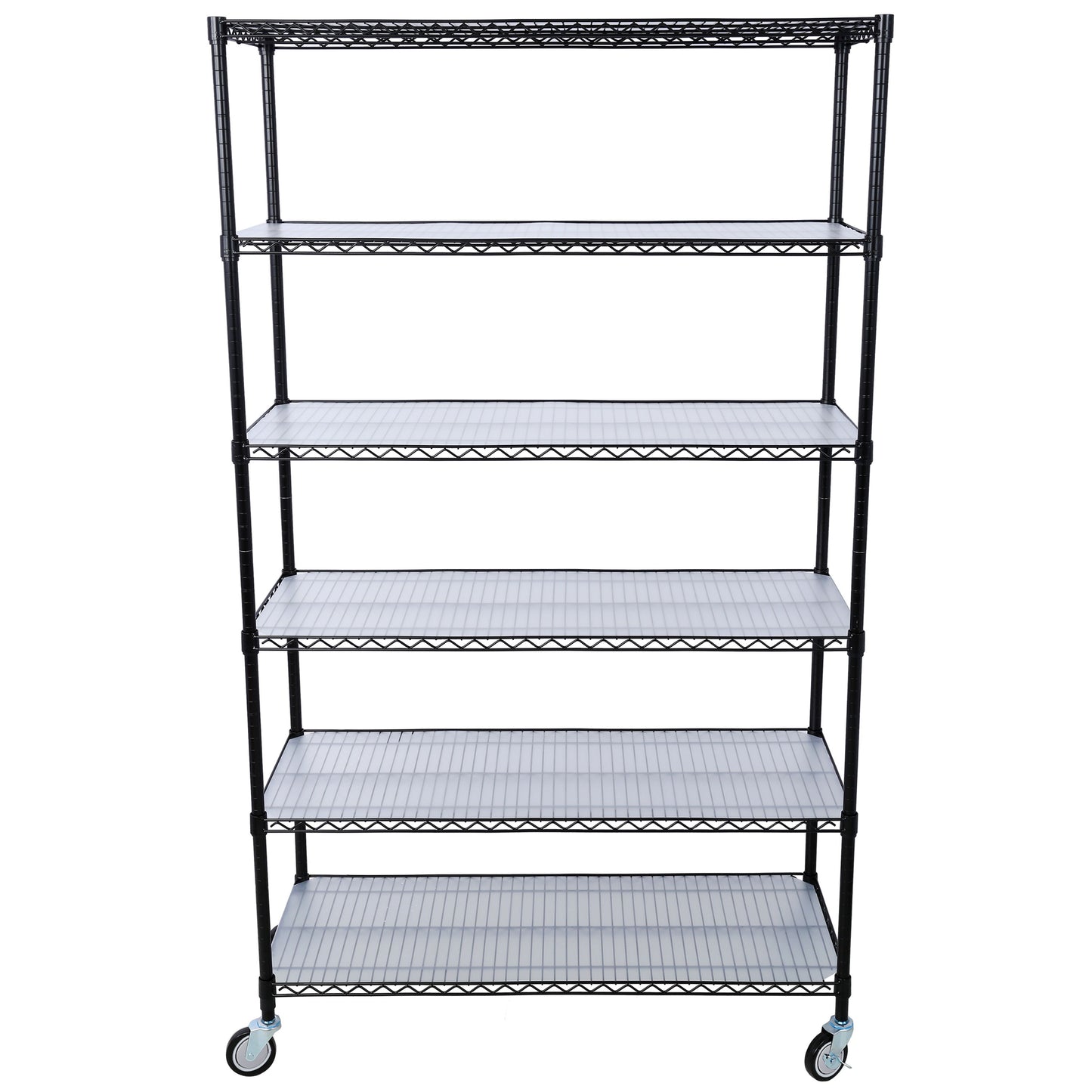 84" x 48" x 20" 6 Tier 6000Lbs Capacity Nsf Metal Shelf Wire Shelving Unit, Heavy Duty Adjustable Storage Rack With Wheels & Shelf Liners For Commercial Grade Utility Steel Storage Rack - Black
