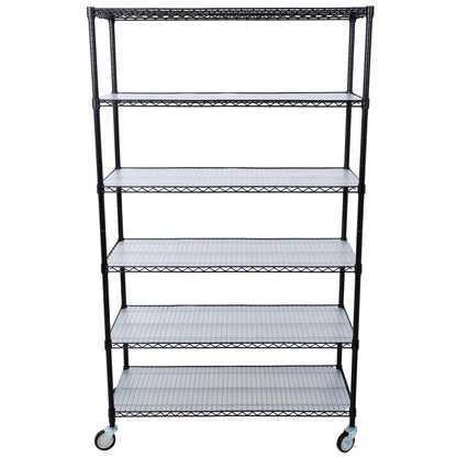84" x 48" x 20" 6 Tier 6000Lbs Capacity Nsf Metal Shelf Wire Shelving Unit, Heavy Duty Adjustable Storage Rack With Wheels & Shelf Liners For Commercial Grade Utility Steel Storage Rack - Black