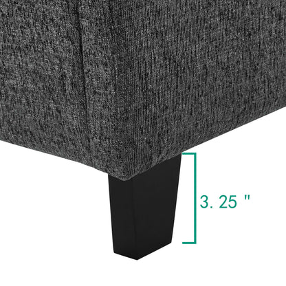 King Size Upholstered Platform Bed - Charcoal Gray