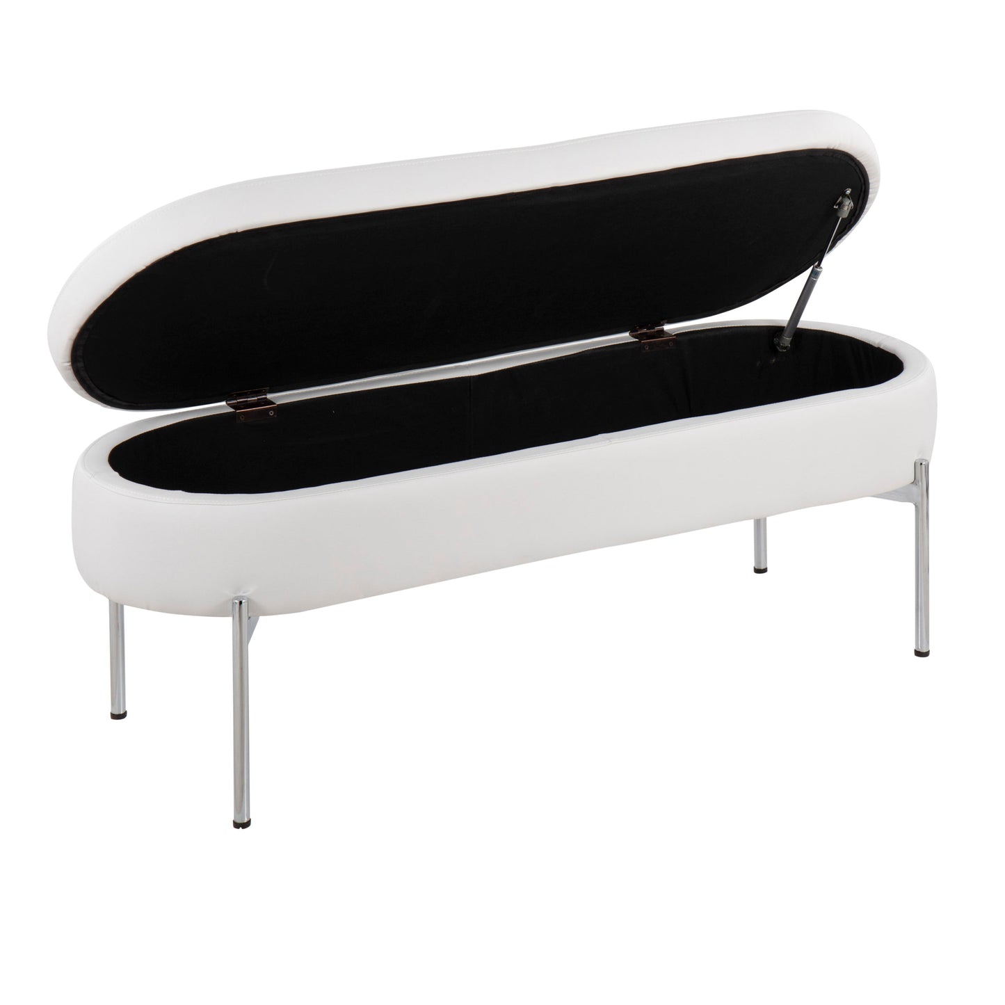 Chloe - Contemporary / Glam Bench - Chrome / White