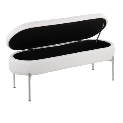 Chloe - Contemporary / Glam Bench - Chrome / White
