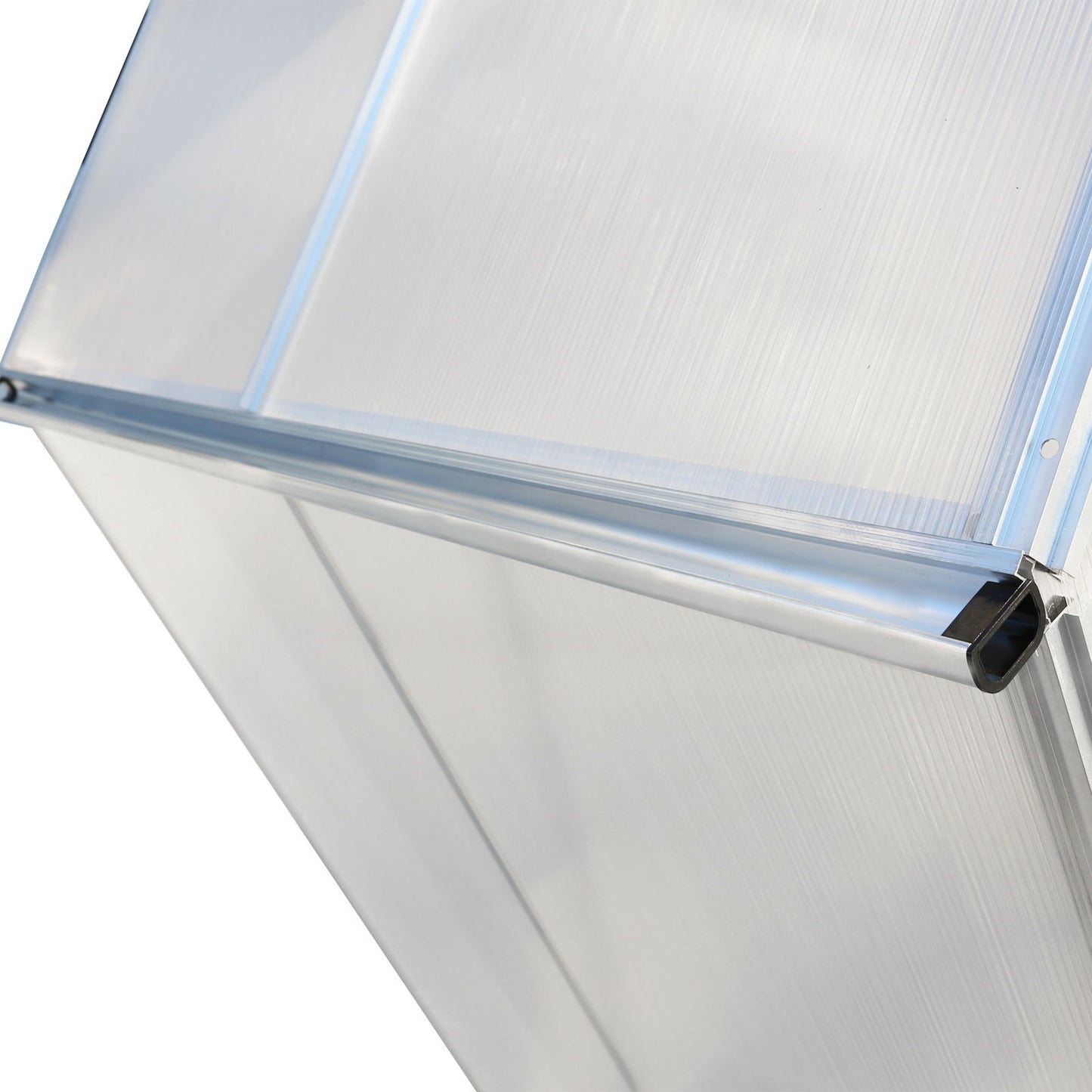 Polycarbonate Greenhouse, Heavy Duty Outdoor Aluminum Walk-In Green House Kit With Rain Gutter, Vent And Door For Backyard Garden - Aluminium