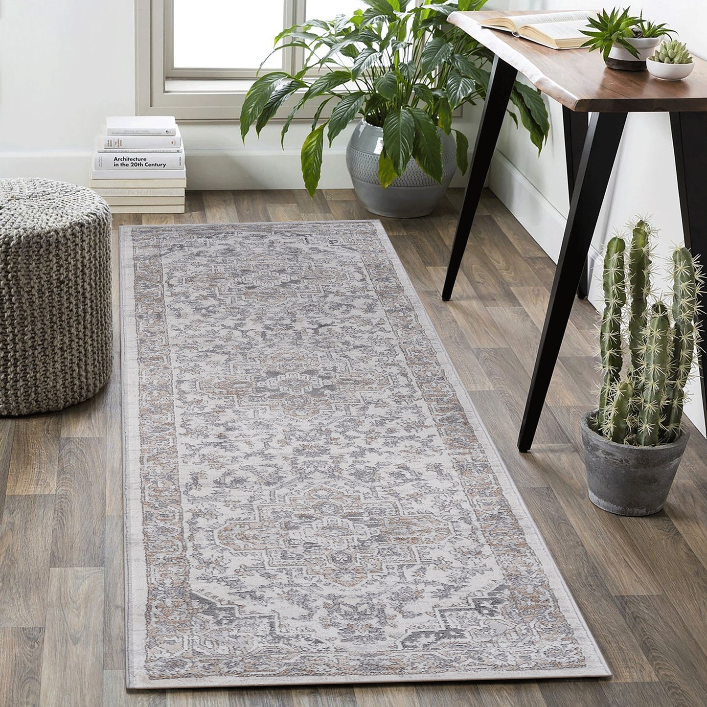 Marfi - 2' X 8' Oriental Runner Rug - Ivory / Beige