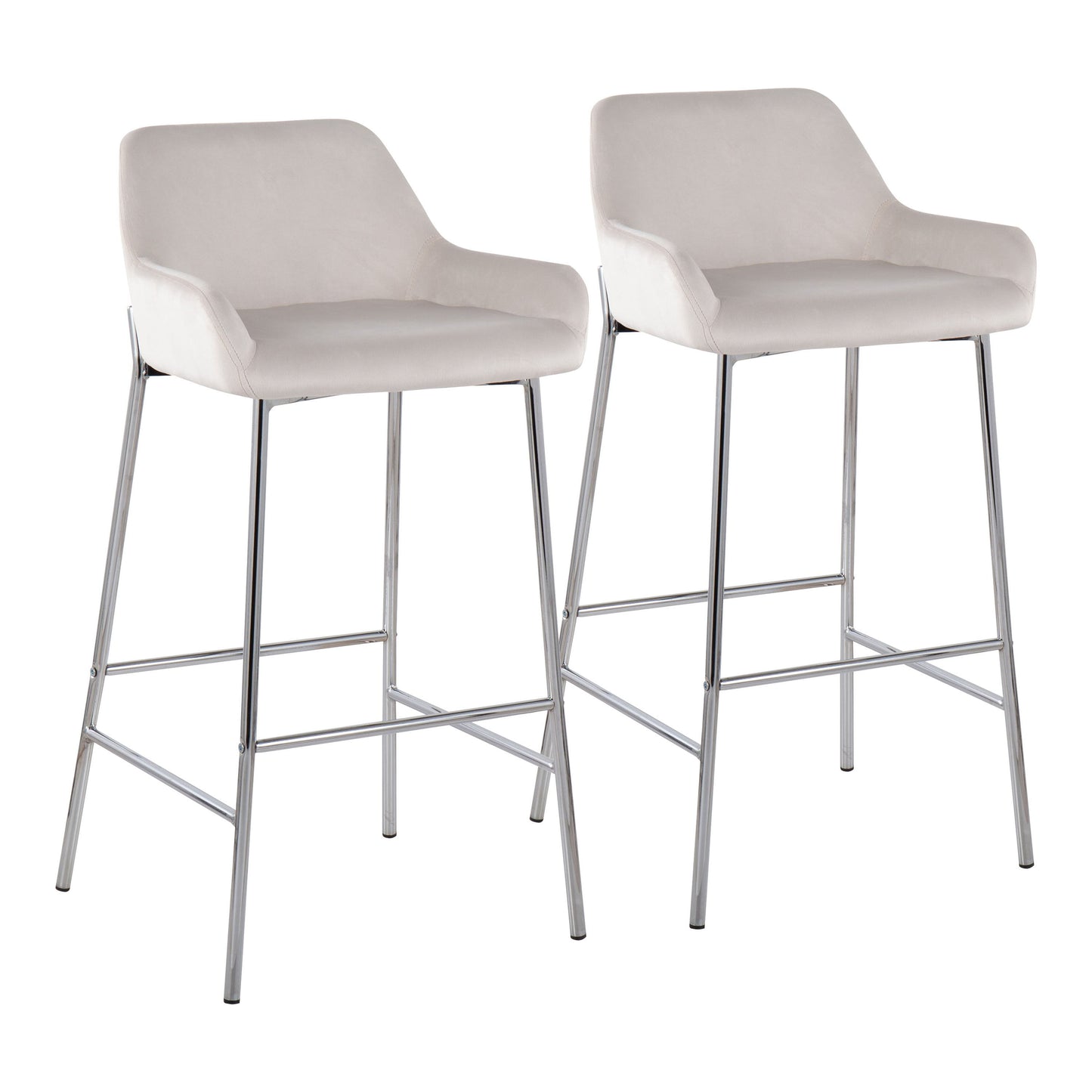 Daniella - Contemporary Fixed Height Bar Stool (Set of 2) - Chrome / White