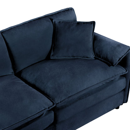 Oversized Recliner Chair With Movable Ottoman, Soft Chenille Upholstered Indoor Lounge Chair, Diy Combination - Blue