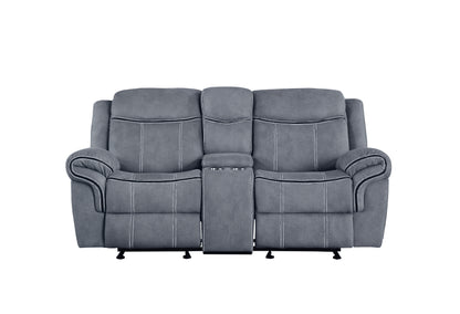 Zubaida - Two Tone Velvet 3 Piece Recliner Living Room Set - Gray