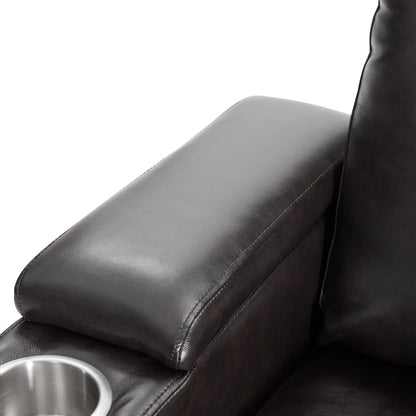 Power Motion Recliner With USB Charging Port And Hidden Arm Storage 2 Convenient Cup Holders Design And 360 Degree Swivel Tray Table - Black