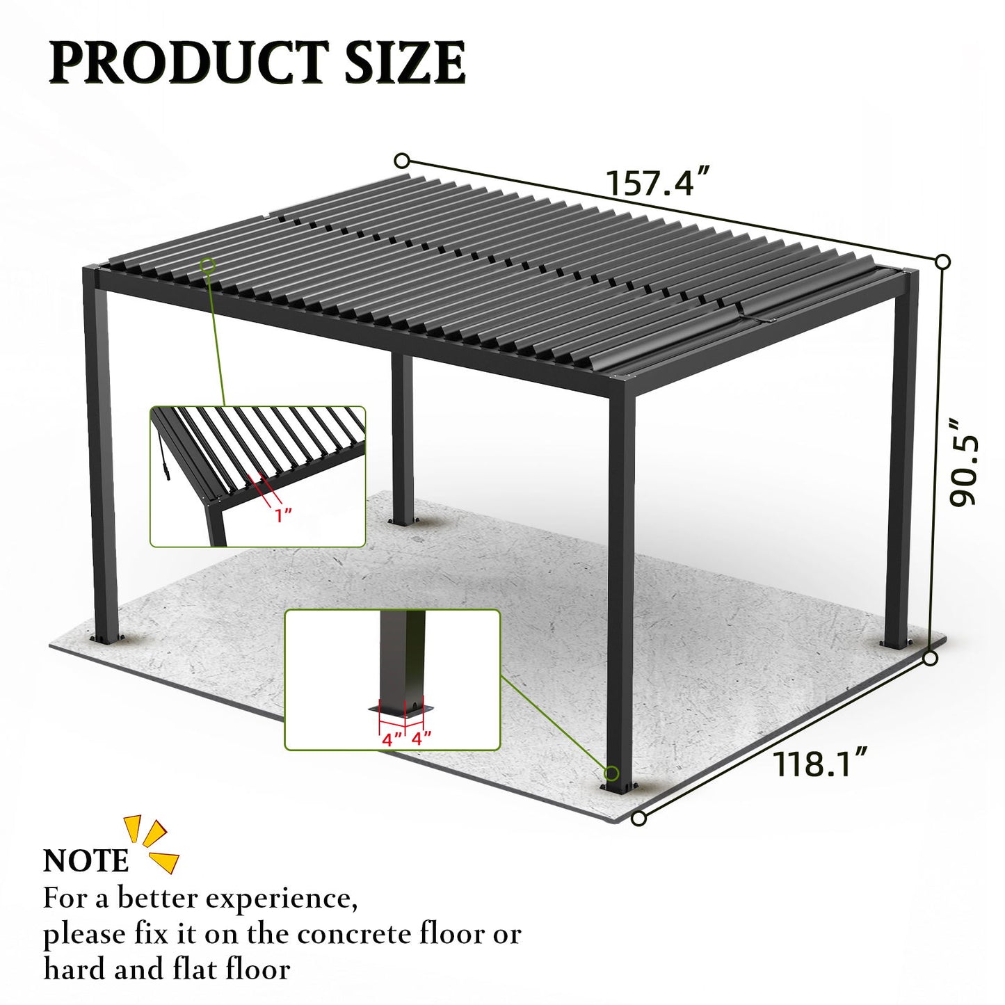 Louver Pergola Frame & Louvers - Black