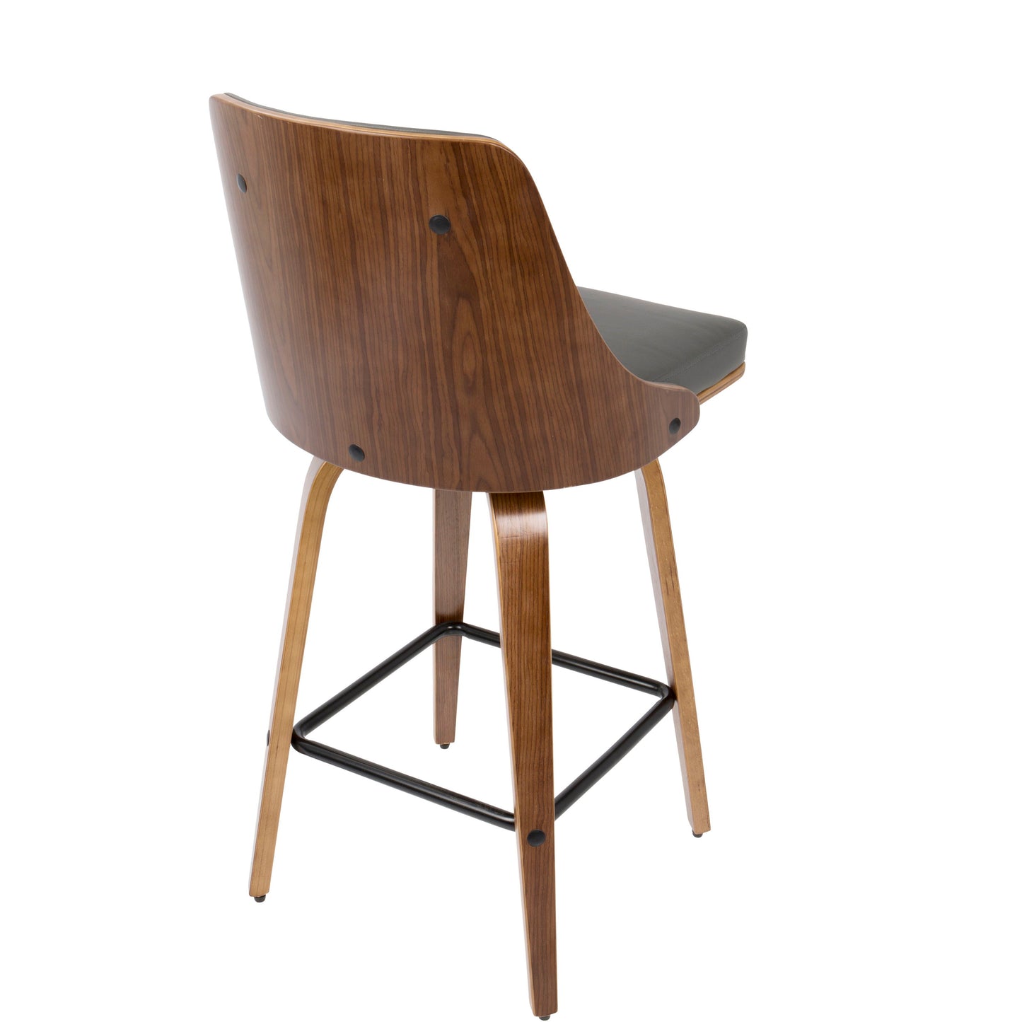 Gianna - Mid-Century Modern Counter Stool (Set of 2) - Walnut / Gray