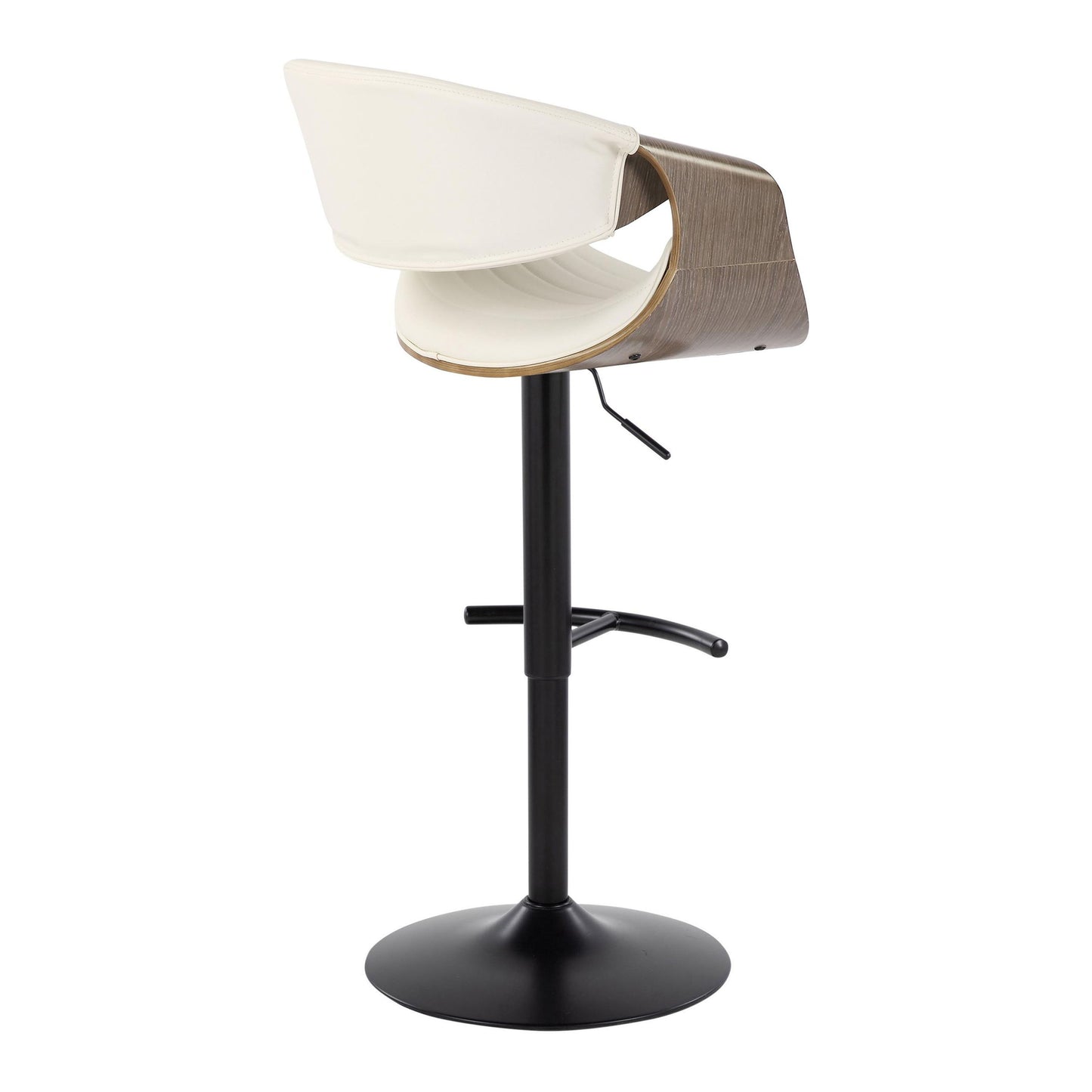 Symphony - Mid-Century Modern Adjustable Barstool With Swivel With Rounded T Footrest (Set of 2) - Black / Light Gray / White