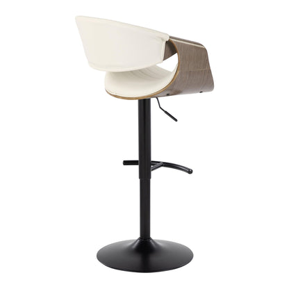 Symphony - Mid-Century Modern Adjustable Barstool With Swivel With Rounded T Footrest (Set of 2) - Black / Light Gray / White