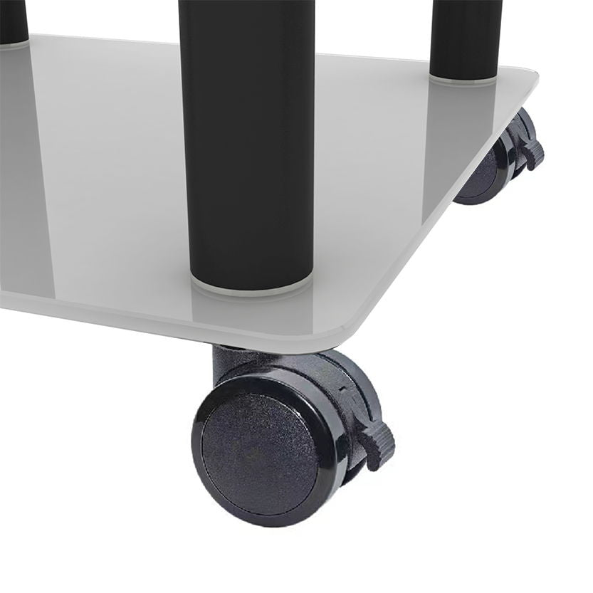 Side Table, 2 Tier Space End Table, Modern Night Stand, Sofa Table, Side Table With Storage Shelve - White / Black