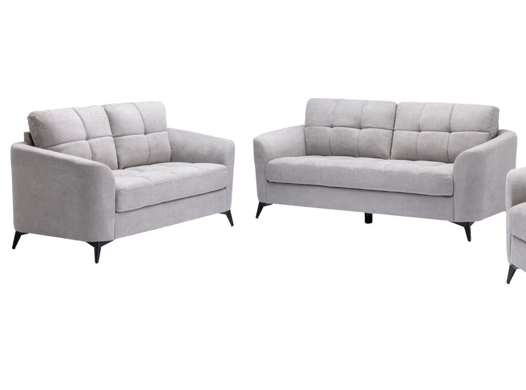 Callie - Woven Living Room Fabric Sofa, Loveseat (Set of 2) - Light Gray