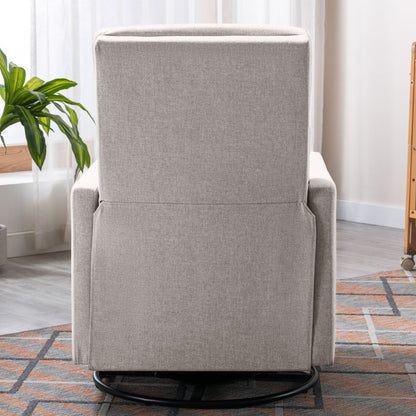 Modern Upholstered Rocker Nursery Chair Plush Seating Glider Swivel Recliner Chair - Tan
