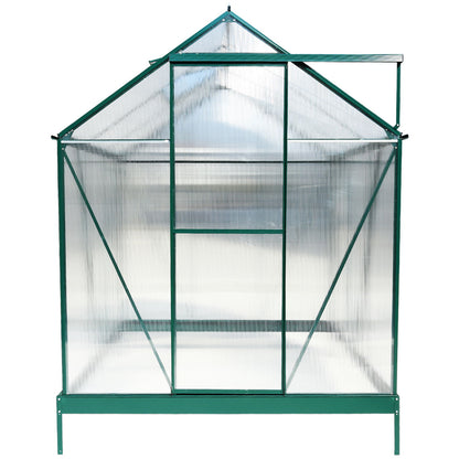 6.3'x6.2'x7' Polycarbonate Greenhouse, Heavy Duty Outdoor Aluminum Walk-In Green House Kit With Rain Gutter, Vent And Door For Backyard Garden - Green
