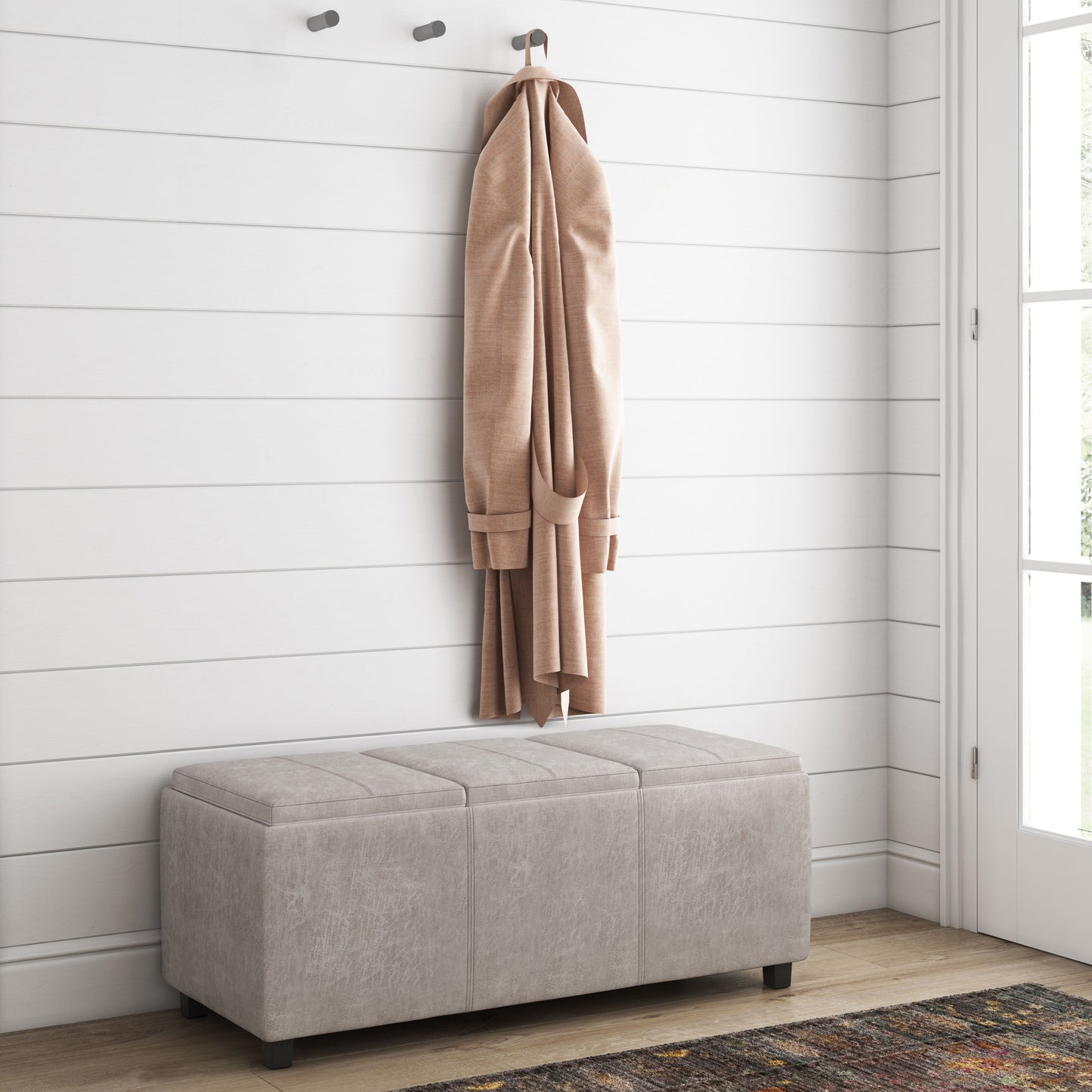 Avalon - Storage Ottoman - Distressed Gray Taupe