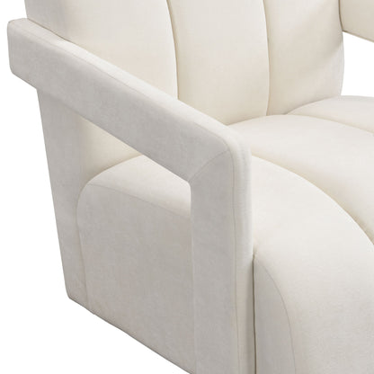 Modern Minimalist Leisure Armchair With L Shaped Armrests For Living Room - White