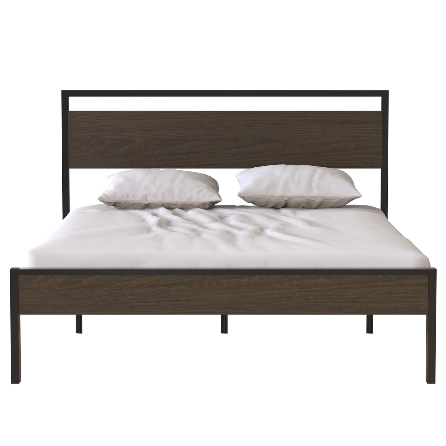 Ceres - Queen Bed With Wood Headboard & Footboard - Black And Walnut