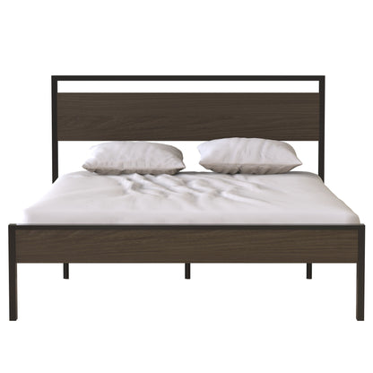 Ceres - Queen Bed With Wood Headboard & Footboard - Black And Walnut